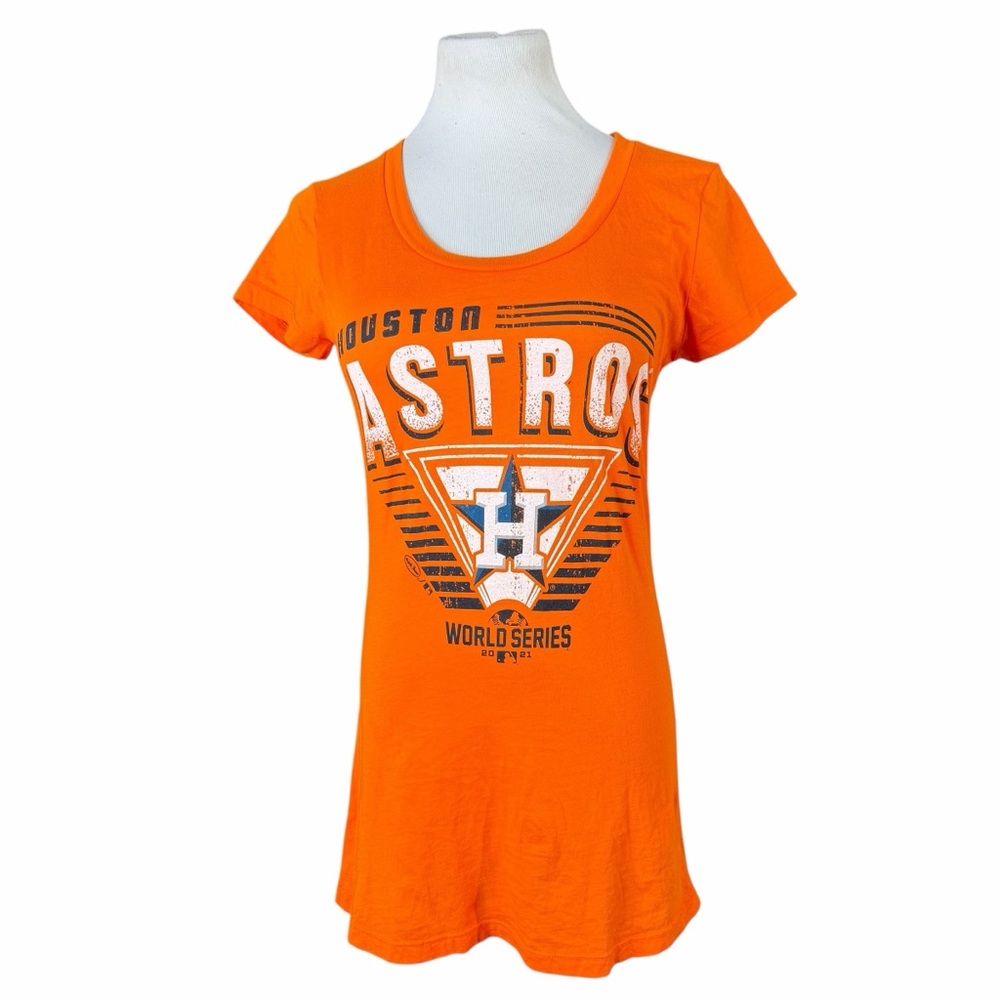 NWT Majestic Orange HOUSTON ASTROS WORLD SERIES 2021 Graphic Tee - Size Small